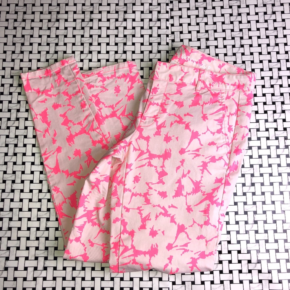 Gap Khakis Skinny Mini Coral Floral Pants